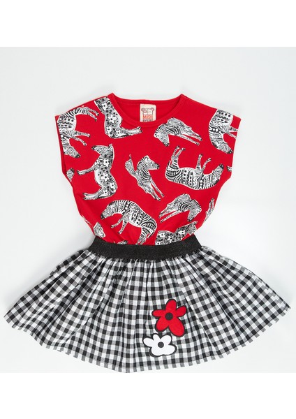 Zebra Ekoseli Kız Çocuk Elbise modelleri