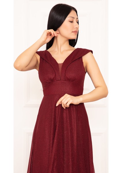 Ruby 13280 Simli Tül Uzun Elbise