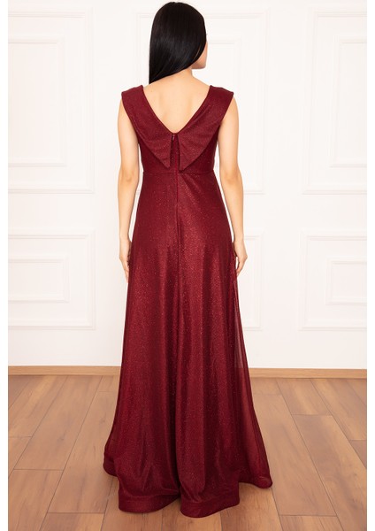 Ruby 13280 Simli Tül Uzun Elbise