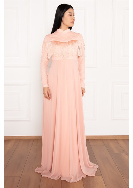 Büşra 13058 Tül Tesettür Elbise
