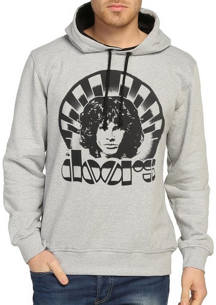 - The Doors Gri Kapüşonlu Sweatshirt Erkek M