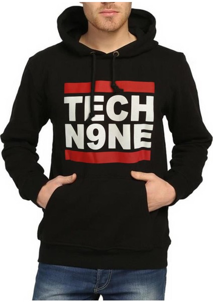 - Tech N9ne Siyah Kapşonlu Erkek Sweatshirt Erkek S