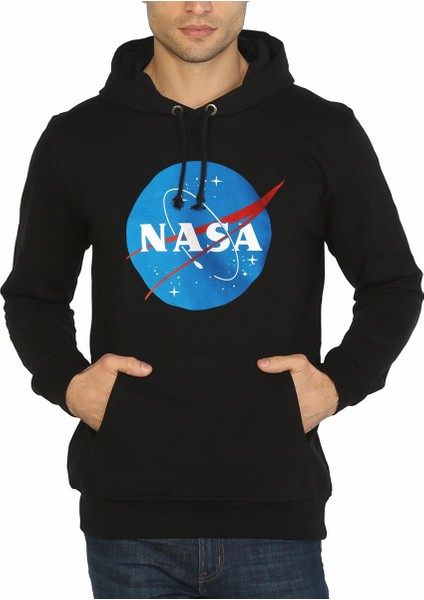 - NASA Siyah Kapüşonlu Erkek Sweatshirt Erkek S