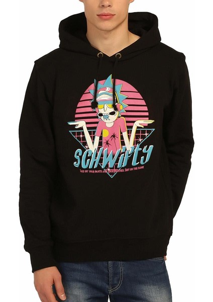 - Rick & Morty Schwifty Siyah Kapüşonlu Sweatshirt Erkek S