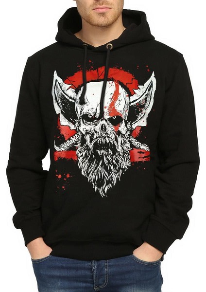 - God Of War Siyah Kapüşonlu Sweatshirt Erkek S