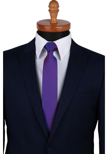 Lacivert Küçük Desen Slim Kravat SK7327