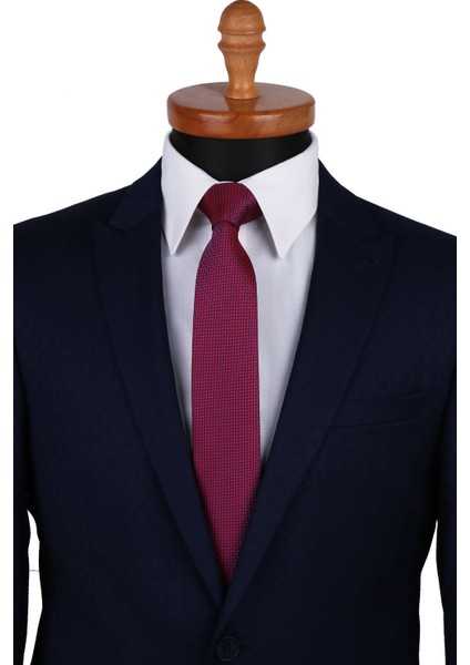 Kırmızı Nokta Desen Slim Kravat SK7333