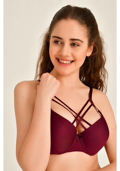 Kadın 1014 Çapraz Askılı Destekli Sütyen Mürdüm