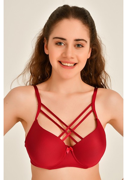 Kadın 1015 Çapraz Askılı Desteksiz Sütyen Bordo