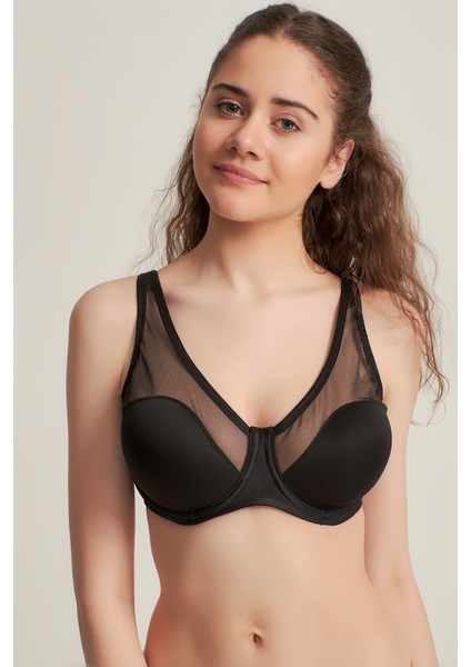 920600 Tüllü Desteksiz Soft Cup Toparlayıcı Sütyen Siyah