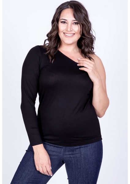 Tek Kol Bluz Siyah 3XL 35141