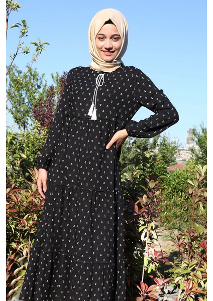 1627 Yaka Bağcıklı Tesettür Elbise