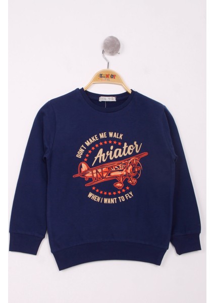 Erkek Çocuk Uçak Baskılı Sweatshirt