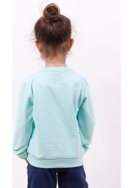 Kız Çocuk Göğsü Kalp Nakışlı Sweatshirt