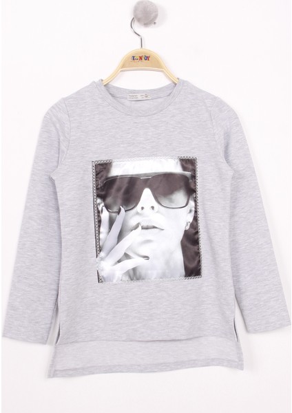 Kız Çocuk Gözlüklü Kız Baskılı Sweatshirt