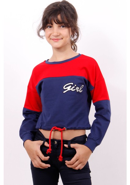 Kız Çocuk Varaklı Girl Baskılı Sweatshirt