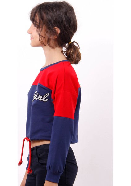 Kız Çocuk Varaklı Girl Baskılı Sweatshirt