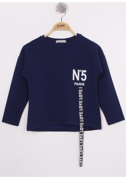 Kız Çocuk Cep Üstü Baskılı Sweatshirt