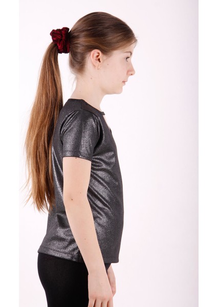 Kız Çocuk Kum Varaklı T-Shirt Gri 14 Yaş K-208 fiyatları