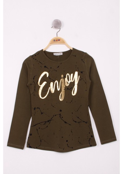 Kız Çocuk Varaklı Enjoy Baskılı T-Shirt