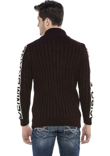 Cipo&Baxx CP216 Yarım Fermuarlı Yaka Dokulu Bordo Kazak M fırsatları