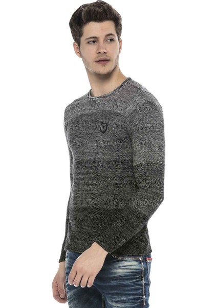 Cipo&Baxx CP205 Gri Tonları Bisiklet Yaka Spor Kazak S