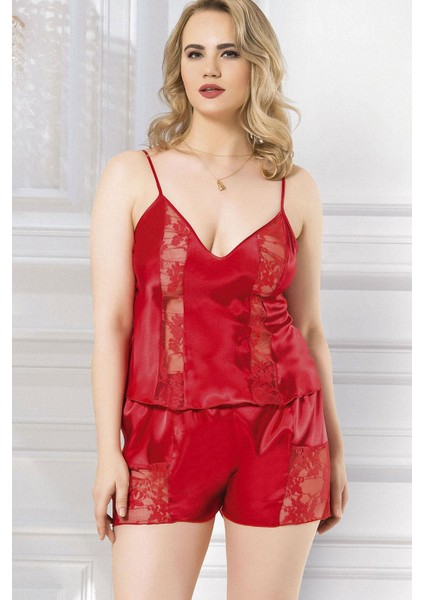 Çiçekli Şortlu Ip Askılı Kadın Pijama Takımı 1012