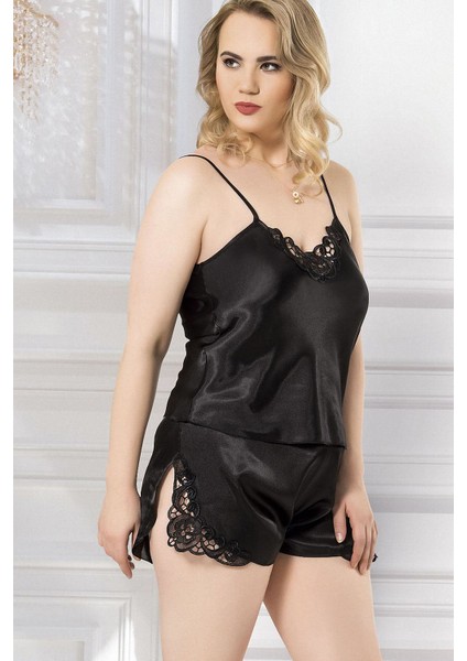 Işlemeli Şortlu Ip Askılı Kadın Pijama Takımı 1024