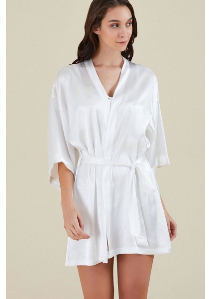 Kimono Yaka Uzun Kol Mini Kadın Sabahlık Sofia Sabahlık