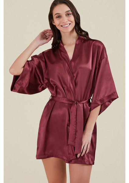 Kimono Yaka Uzun Kol Mini Kadın Sabahlık Sofia Sabahlık