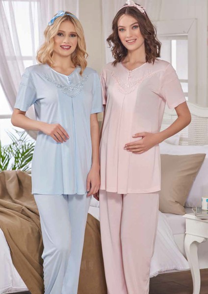 3940 Örme Dantel Lohusa Pijama Takım