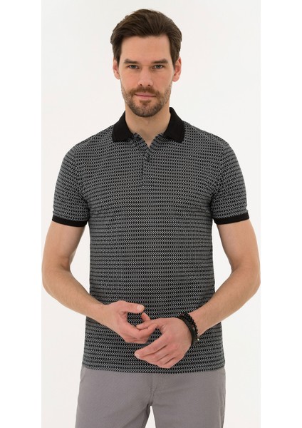 Pierre Cardin Erkek Siyah Slim Fit Polo Yaka Tişört 50221383-VR046