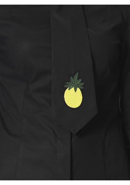 Kadın Ananas Figürlü Siyah Gömlek-K1813175-001 modelleri