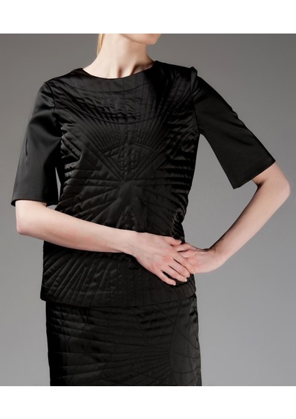 Kadın Desenli Siyah Bluz-K1513096-001