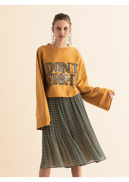Kadın Geniş Kollu Hardal Sweatshirt-K1954127-026