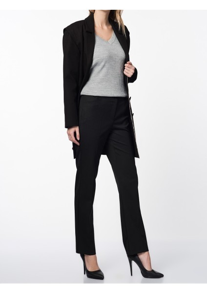 Kadın Geniş Paça Siyah Pantolon-K15P2001-001