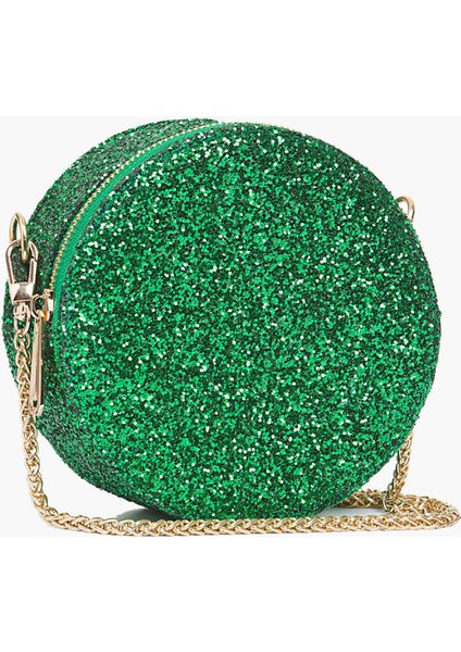 Kadın Gold Zincir Detaylı Yeşil Parlak Clutch Çanta-Y1781202-012