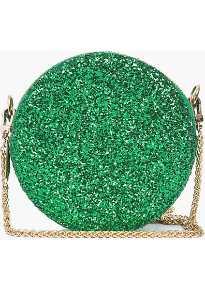 Kadın Gold Zincir Detaylı Yeşil Parlak Clutch Çanta-Y1781202-012