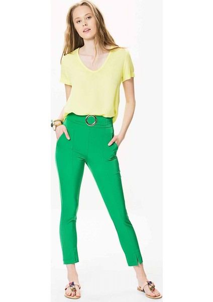 Kadın Kemer Detaylı Yeşil Pantolon-Y9912011-012