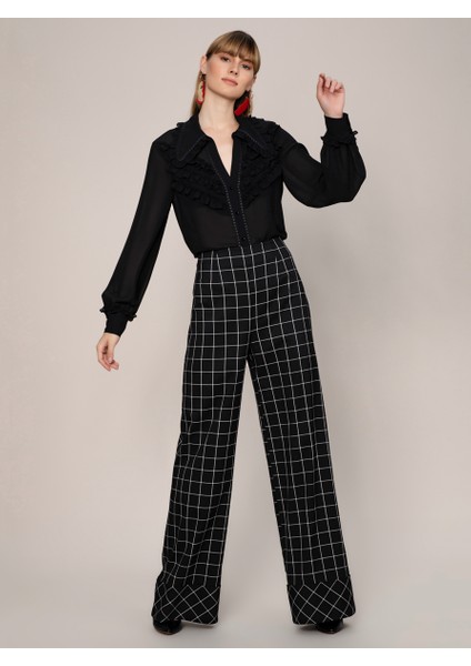 Kadın Paça Detaylı Siyah Pantolon-K1912028-089