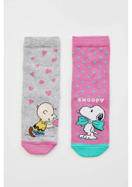Kız Çocuk Snoopy Lisanslı 2'li Çorap