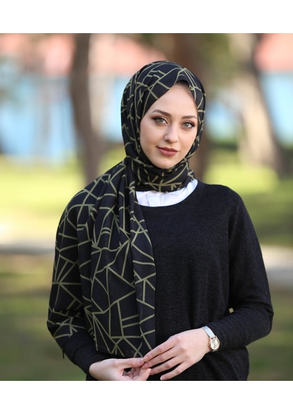 Stella Üçgen Desen Şal Siyah