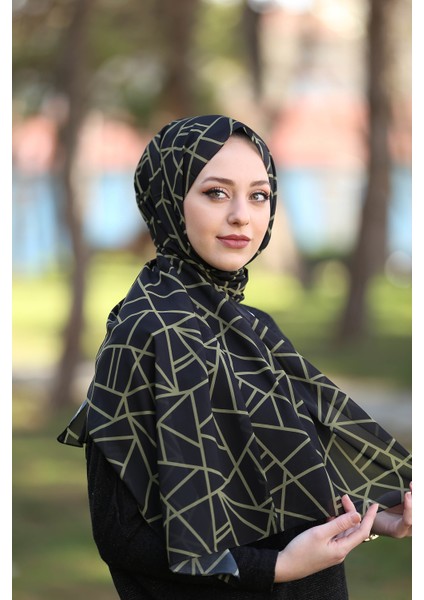 Stella Üçgen Desen Şal Siyah