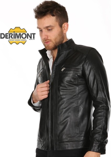 Deri Erkek Düz Model Casual Deri Mont