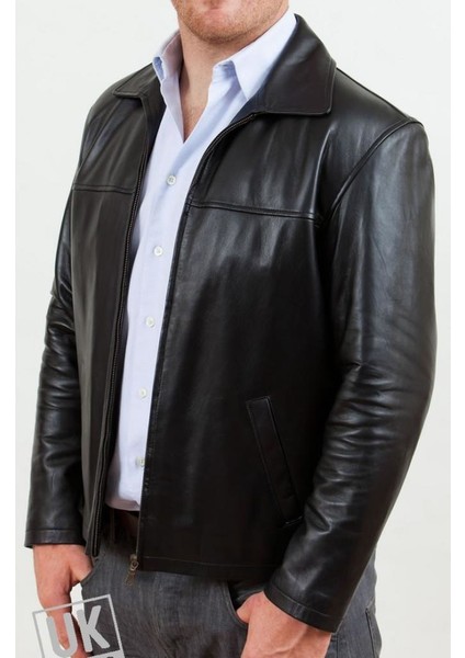 Deri Erkek Siyah Deri Ceket Klasik Harrington fiyatları