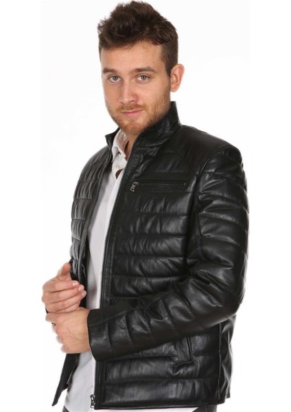 Deri Erkek Şişme Deri Mont modelleri