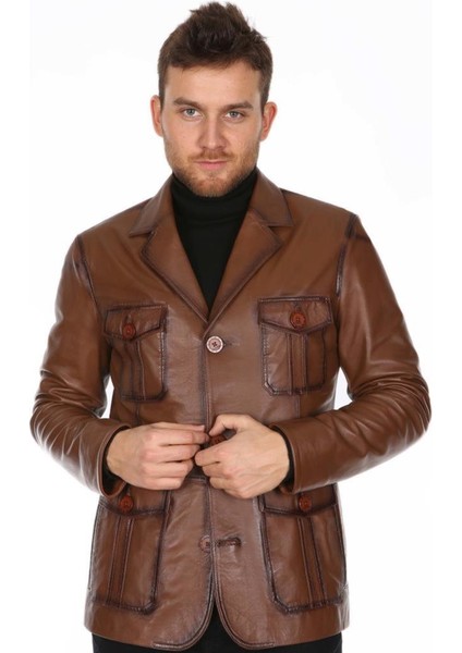 Deri Erkek Casual Dört Cepli Ceket modelleri