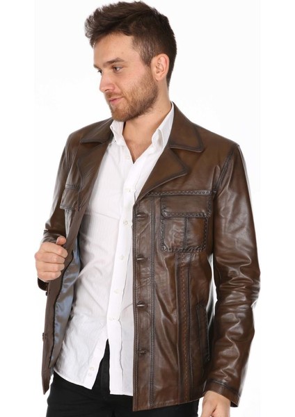 Deri Erkek Jack Casual Deri Mont