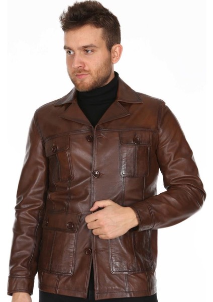 Deri Erkek Casual Deri Mont