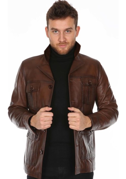 Deri Erkek Casual Deri Mont